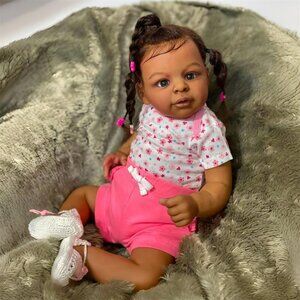 🆕23inch Soft Cloth Body  African American Poseable Limbs Jaylan Reborn Baby